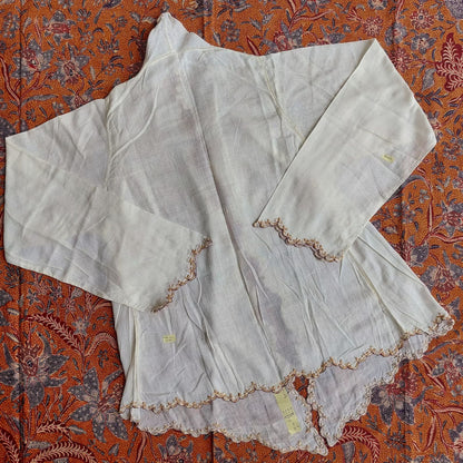 Vintage Ivory Indonesian Kebaya with Brown Embroidery