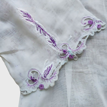 Vintage Broken White with Purple Embroidery Encim Kebaya