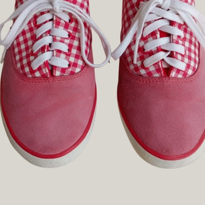 1990s Checkers Cotton Red Sneakers