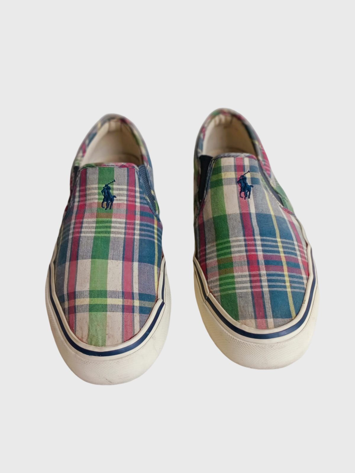 1990s Madras Cotton White Green Red Sneakers