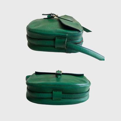 1990s Jeune Fille Borneo Green Leather Epi Sling Bag