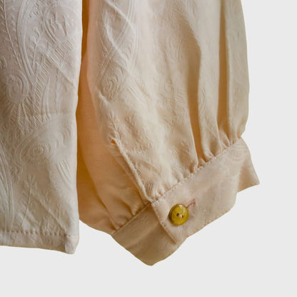 Vintage Double Colar Peach Long Sleeve Blouse