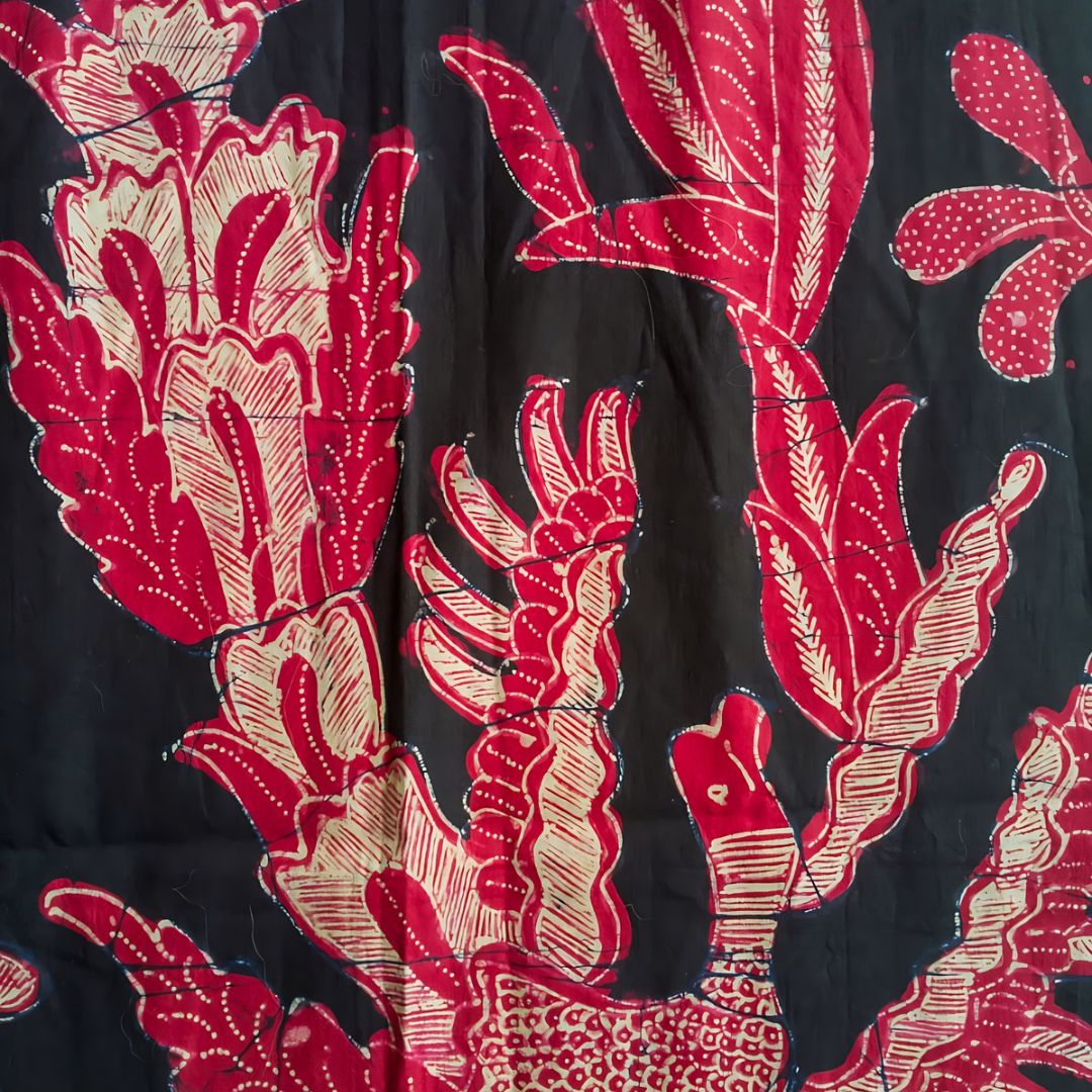 Vintage Red Black Shawl