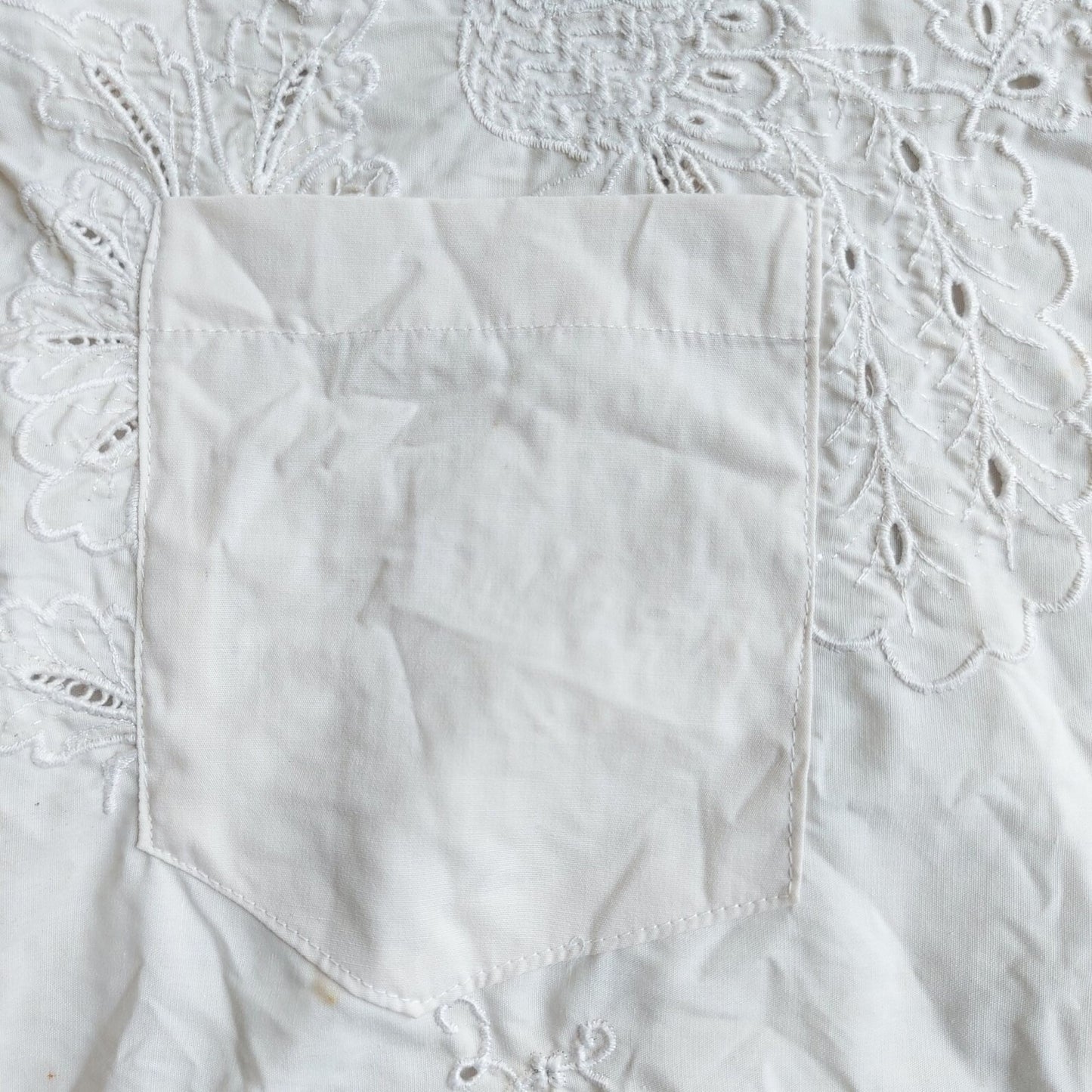 Indonesian Vintage White Camisole with Peacock Embroidery