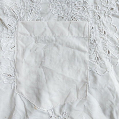 Indonesian Vintage White Camisole with Peacock Embroidery