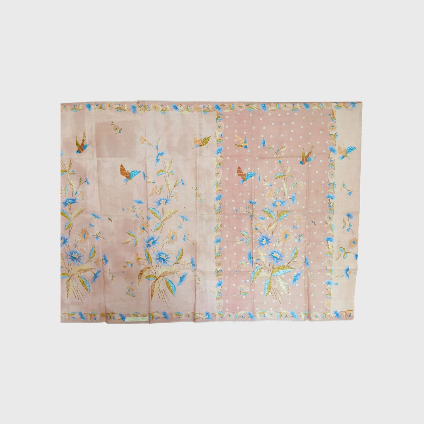 Vintage Indonesian Unsewn Sarong Hand Drawn Pink and Peach Batik