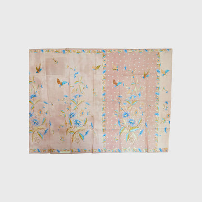 Vintage Indonesian Unsewn Sarong Hand Drawn Pink and Peach Batik