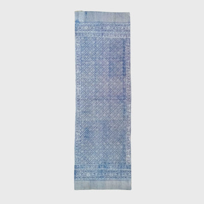 1980s Tumpal Pasung Blue Dandelion Flower Saroong Shawl