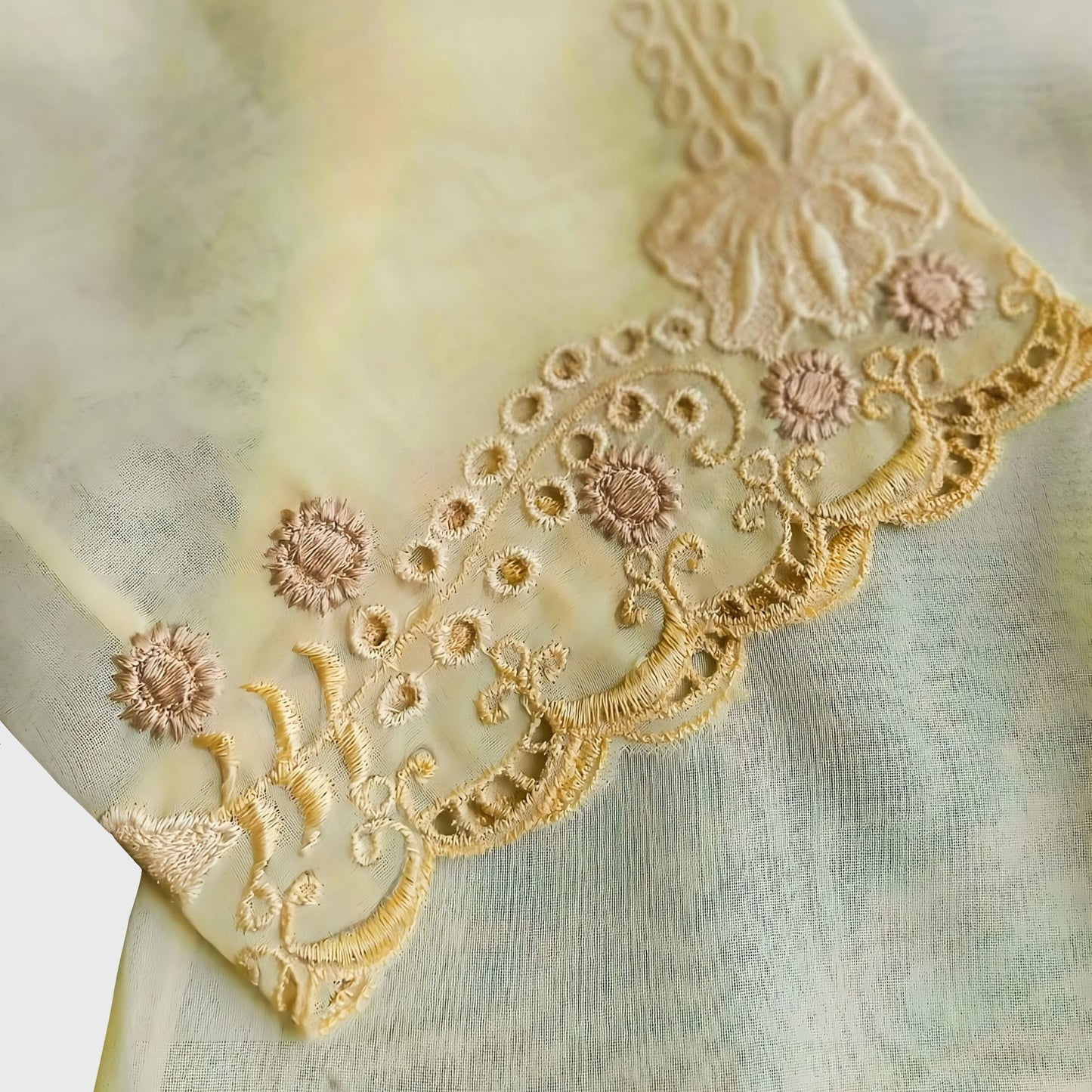 Vintage Yellow Poly Simple Encim Kebaya