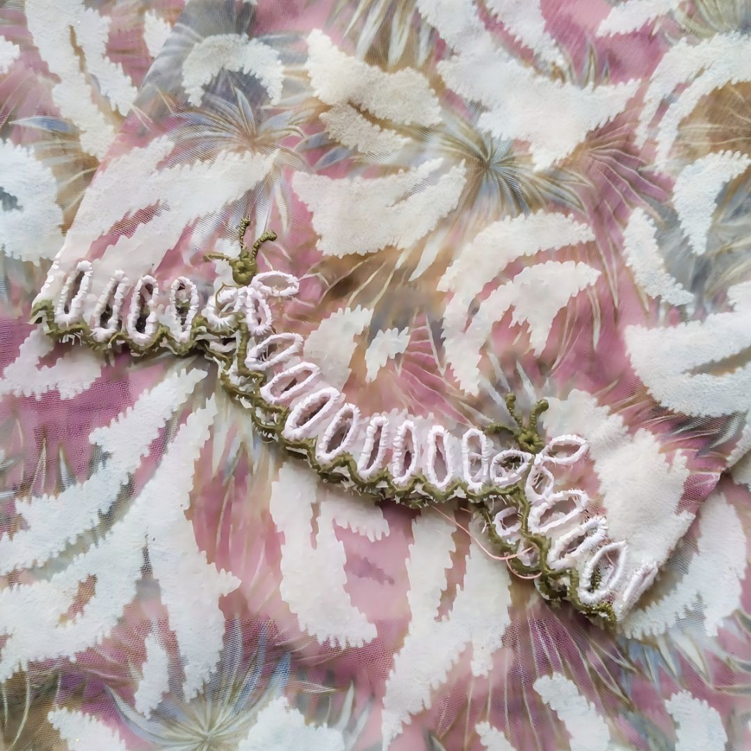 Vintage Soft Purple Green Encim Kebaya