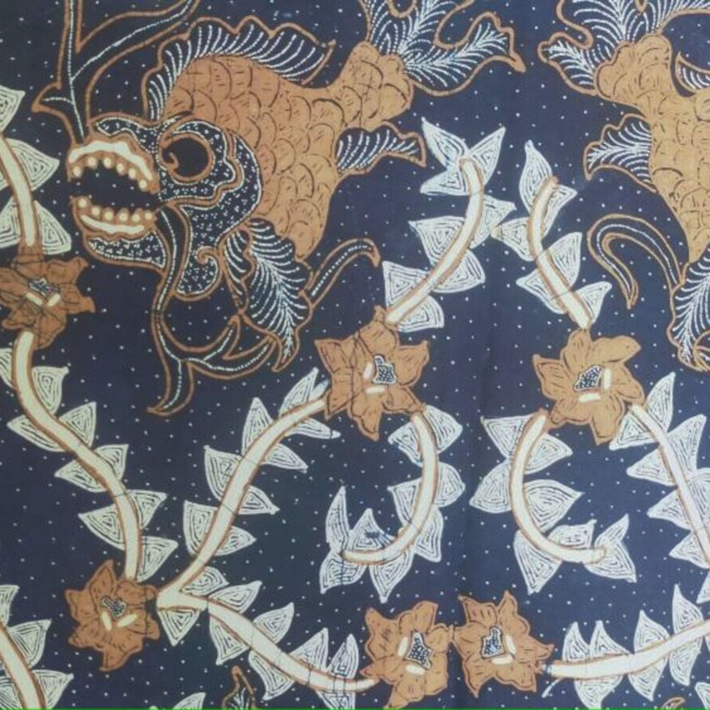 1970s Lokcan Semen Hand Drawn Batik With Fish Motif