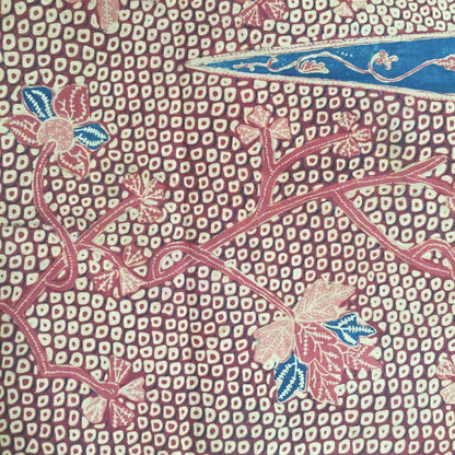 Vintage Indonesian Hand Drawn Javanese Shawl Gringsing Banyumas with Scales and Floral Motif