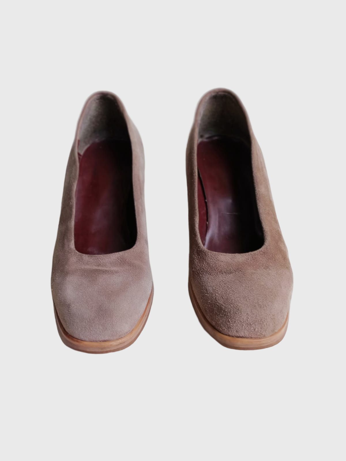 1990s Plain Suede Gray Heels