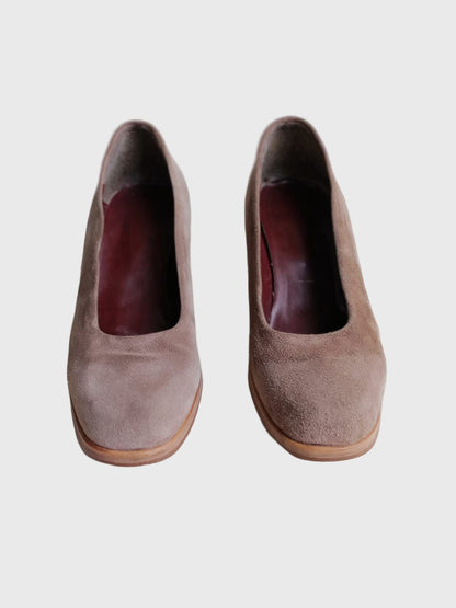 1990s Plain Suede Gray Heels