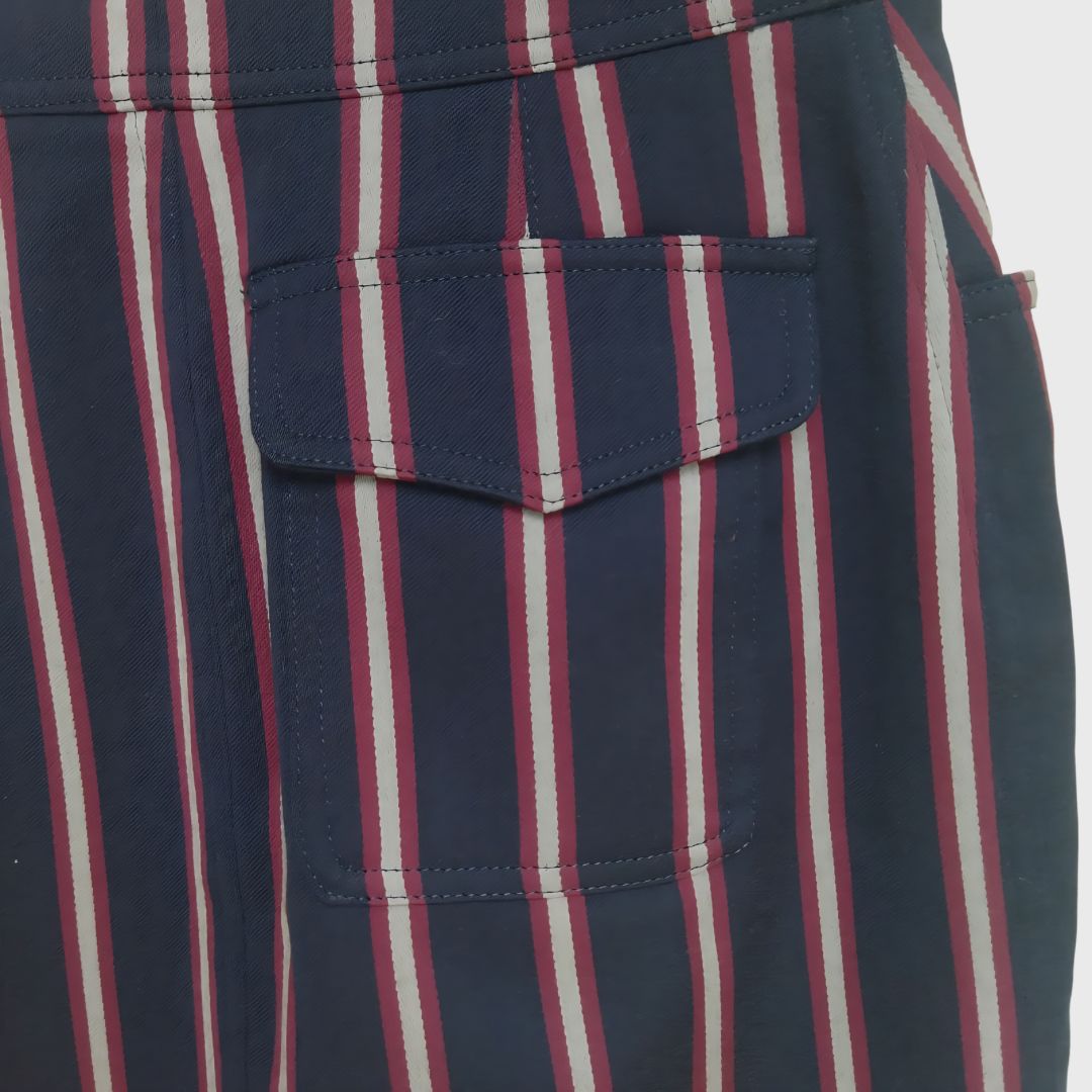 Vintage Striped White Red High Waisted Skirt