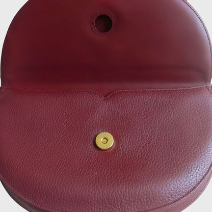 1990s Leather Half Moon Bordeaux Shoulder Bag