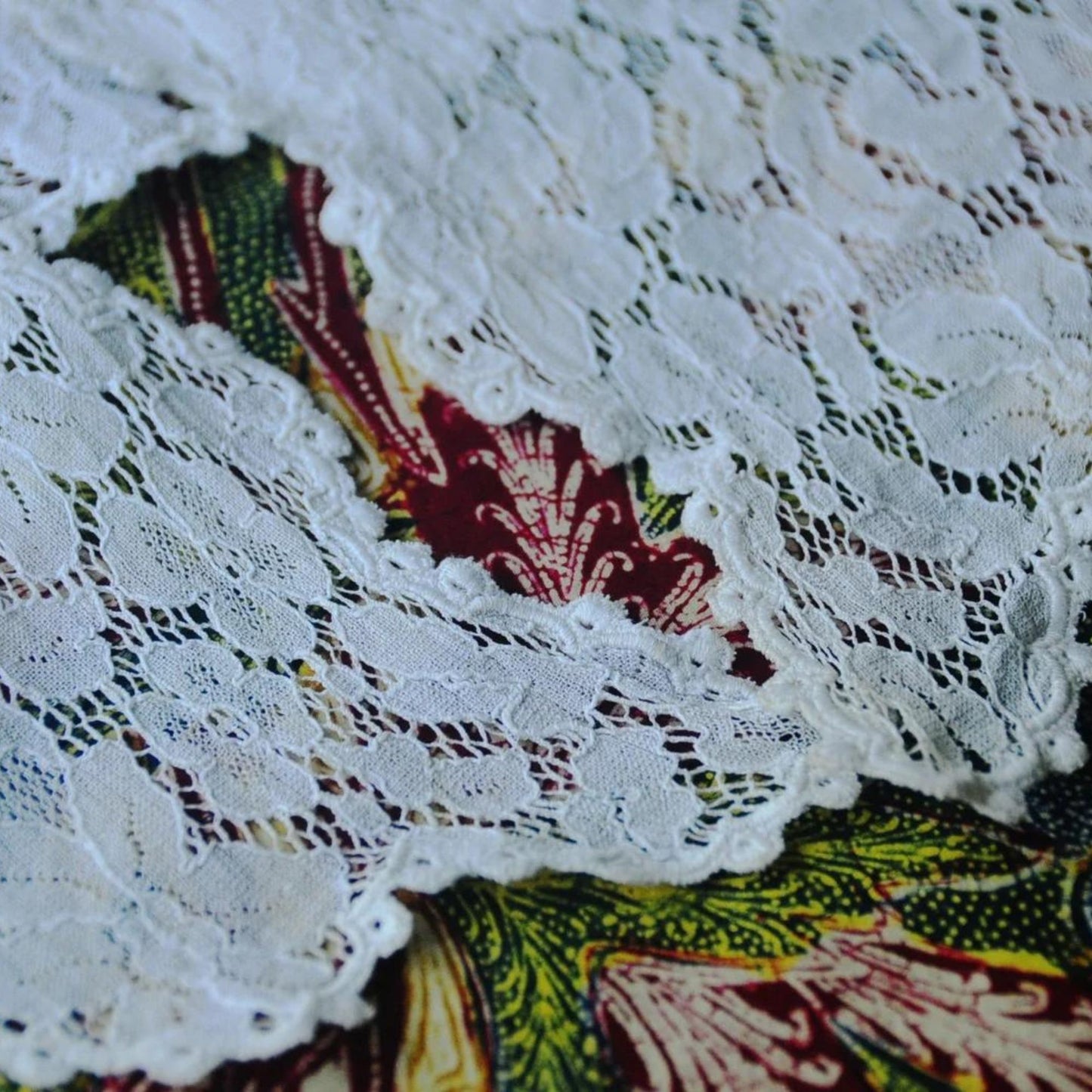Vintage White Bluish Lace Indonesian Kebaya