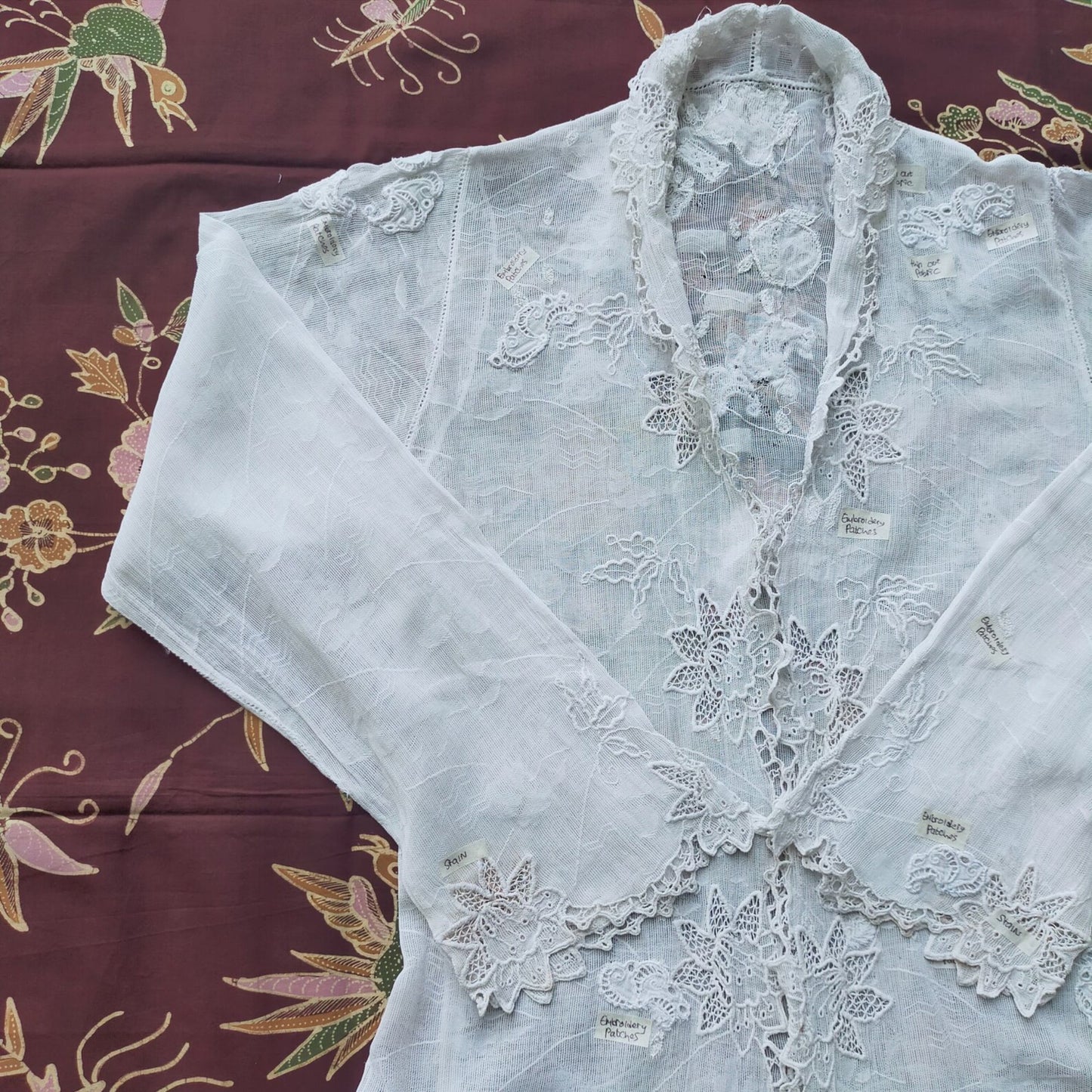 Vintage Indonesian European Lace Kebaya with Dutch Embroidery