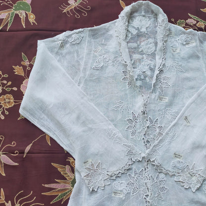 Vintage Indonesian European Lace Kebaya with Dutch Embroidery