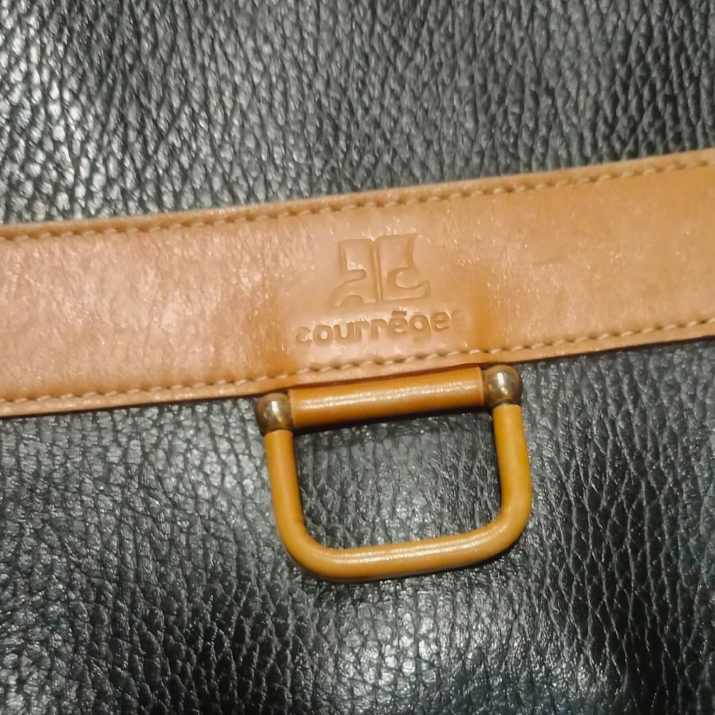 Vintage Round Black Brown Leather Sling Bag