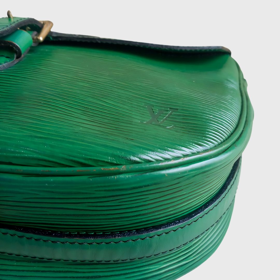 1990s Jeune Fille Borneo Green Leather Epi Sling Bag