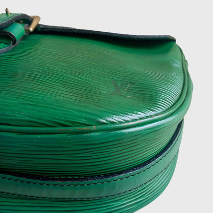 1990s Jeune Fille Borneo Green Leather Epi Sling Bag