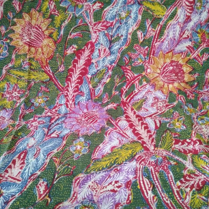 Vintage Peranakan Hand Drawn Tiga Negeri Sarong Batik in Green (Bianjoe) Sekarjagad (World of Flowers)