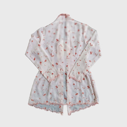 Vintage White Simple Encim Red Floral Kebaya