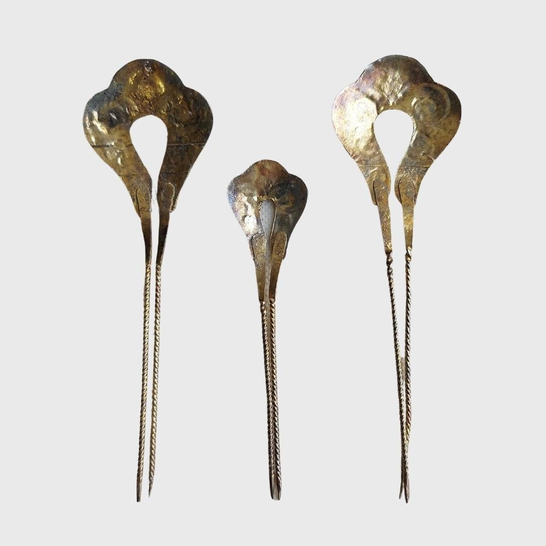 Vintage Silver Hairpin Set (3 Pcs)