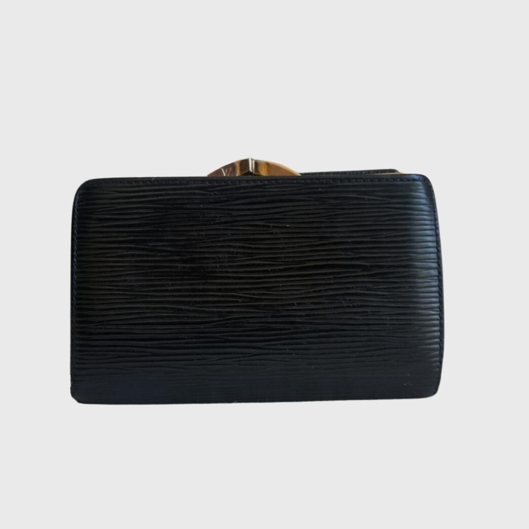 Vintage Square Coin Black Leather Epi Wallet