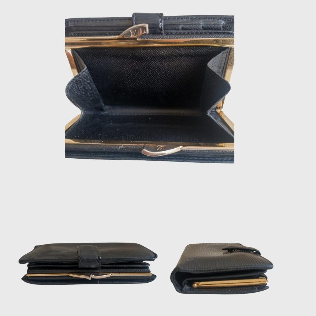 Vintage Square Coin Black Leather Epi Wallet