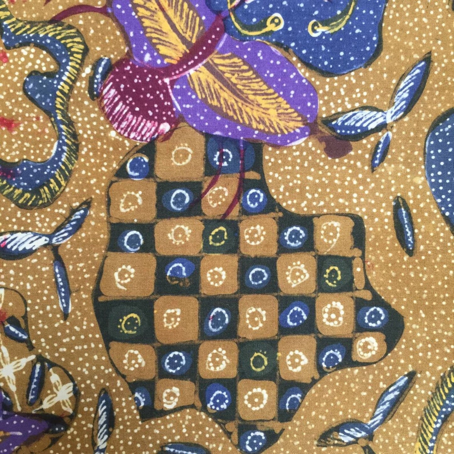 Vintage Indonesian Hand Drawn Sarung Batik with Sekarjagad and Tumpal Motifs