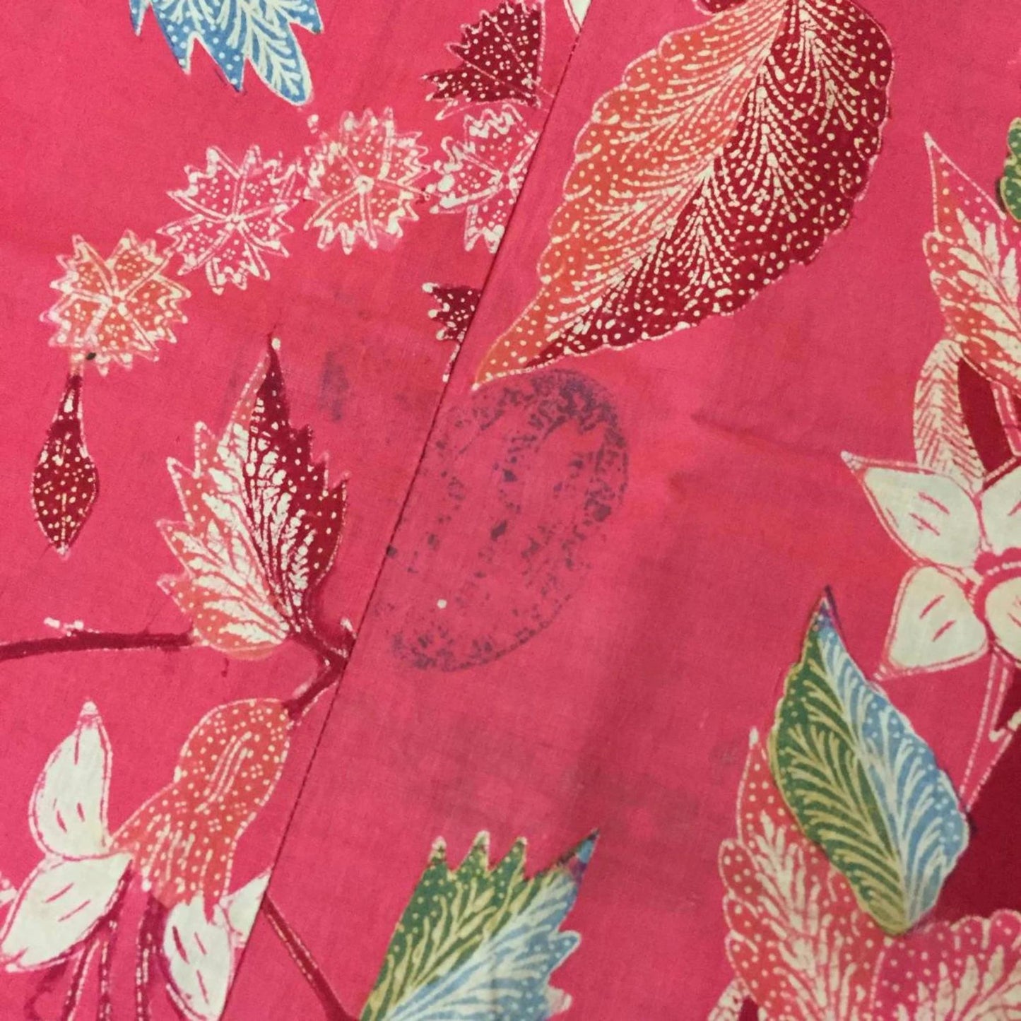 Vintage Indonesian Hand Drawn Batik Saroong Dutch (Belanda) with Lilies Bouquet