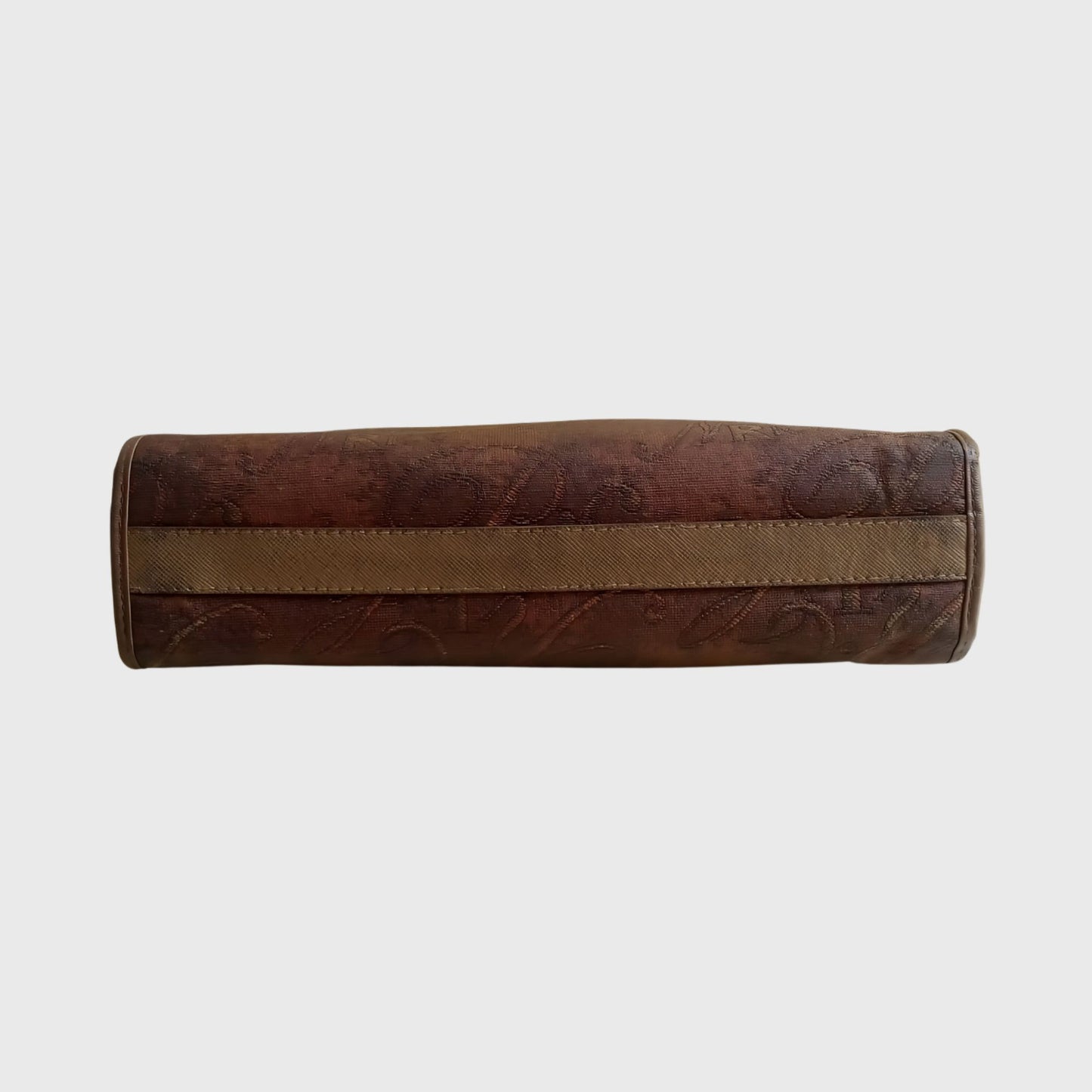 Vintage Typography Motifs Canvas Leather Pouch