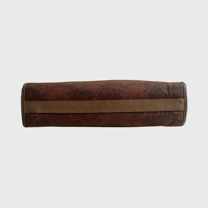 Vintage Typography Motifs Canvas Leather Pouch