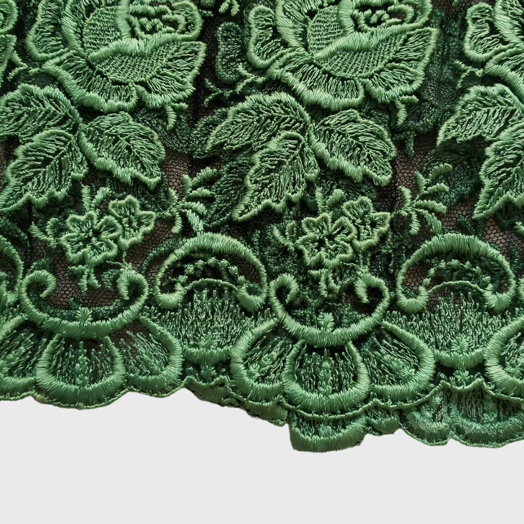 Vintage Green Rose Floral Kebaya Kutubaru
