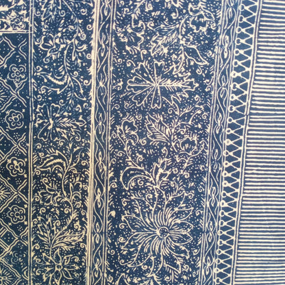1980s Tumpal Pasung Blue Dandelion Flower Saroong Shawl