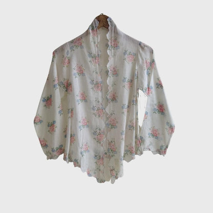 Vintage Floral Cotton Encim Kebaya In Broken White