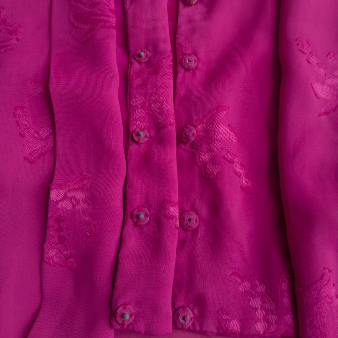 Vintage Fuchsia Sateen Kebaya Kutubaru