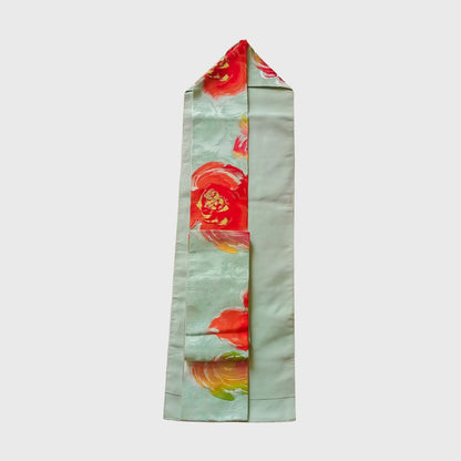 Vintage Japanese Rose Obi In Blue