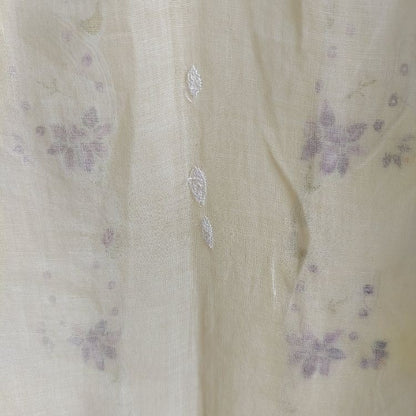 Vintage White  Encim Kebaya With Floral Purple Embroidery