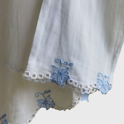 Vintage Light Blue Kebaya With Simple Embroidery