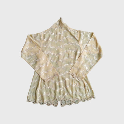 Vintage Soft Yellow Lace Encim Kebaya