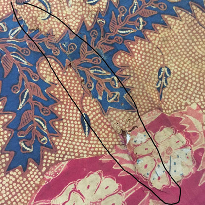 Vintage Indonesian Hand Drawn Batik Saroong Dutch (Belanda) in Brownish and Red