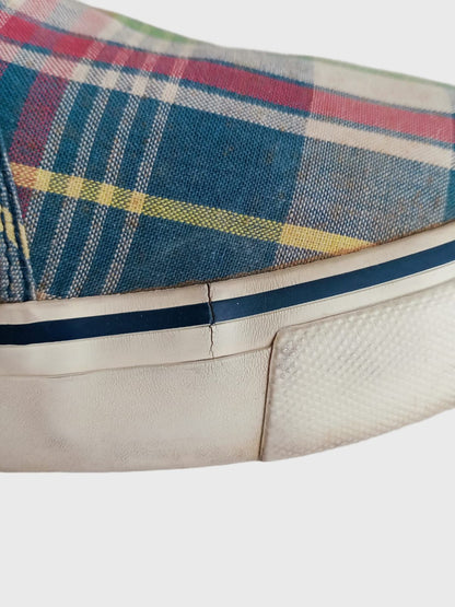 1990s Madras Cotton White Green Red Sneakers