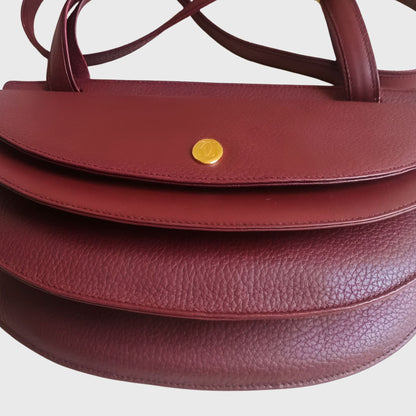 1990s Leather Half Moon Bordeaux Shoulder Bag