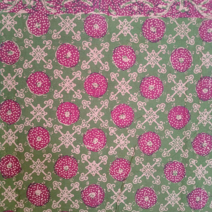 1980s Tumpal Pasung Kancing Flower Motif Batik Saroong Shawl