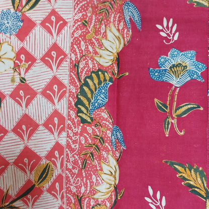 Vintage Old Indonesian Hand Drawn Magenta Kudus Batik Sarung